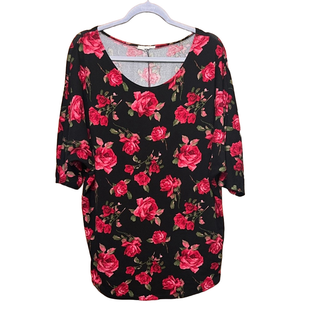 Floral Black and Pink Women's Top